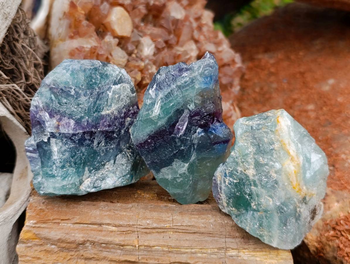 Natural Watermelon Fluorite Cobbed Specimens x 24 From Uis, Namibia