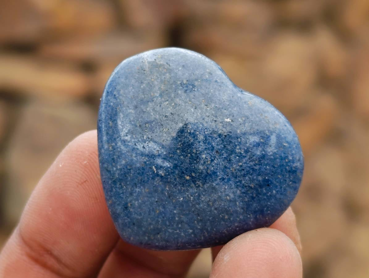 Polished Small Lazulite Hearts x 35 From Madagascar