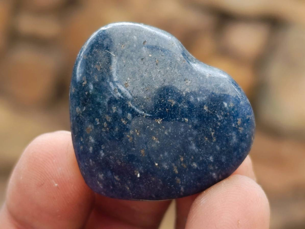 Polished Small Lazulite Hearts x 35 From Madagascar