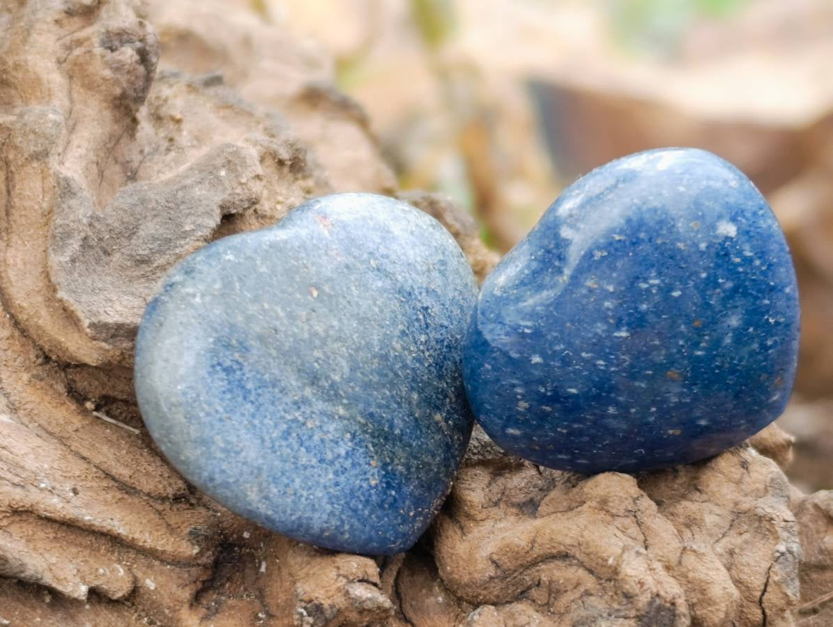 Polished Small Lazulite Hearts x 35 From Madagascar