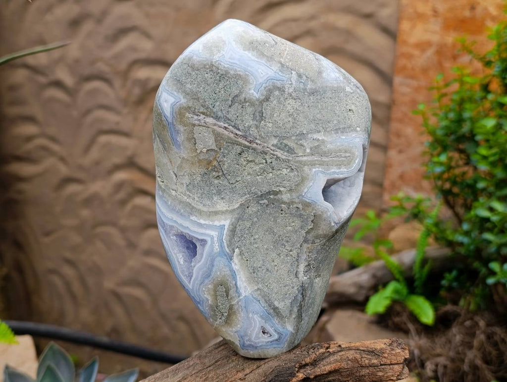 Polished Large Blue Lace Agate Standing Free Form x 1 From Nsanje, Malawi