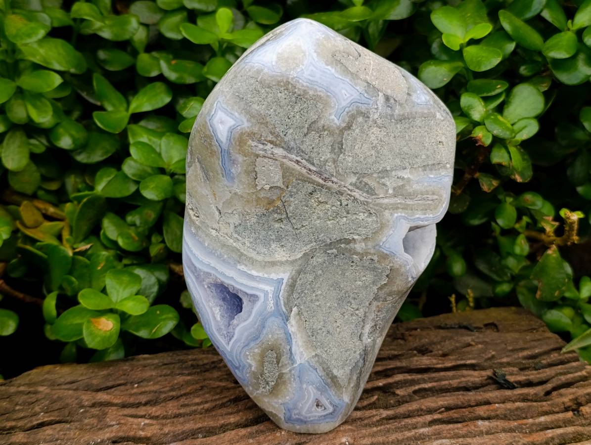 Polished Large Blue Lace Agate Standing Free Form x 1 From Nsanje, Malawi