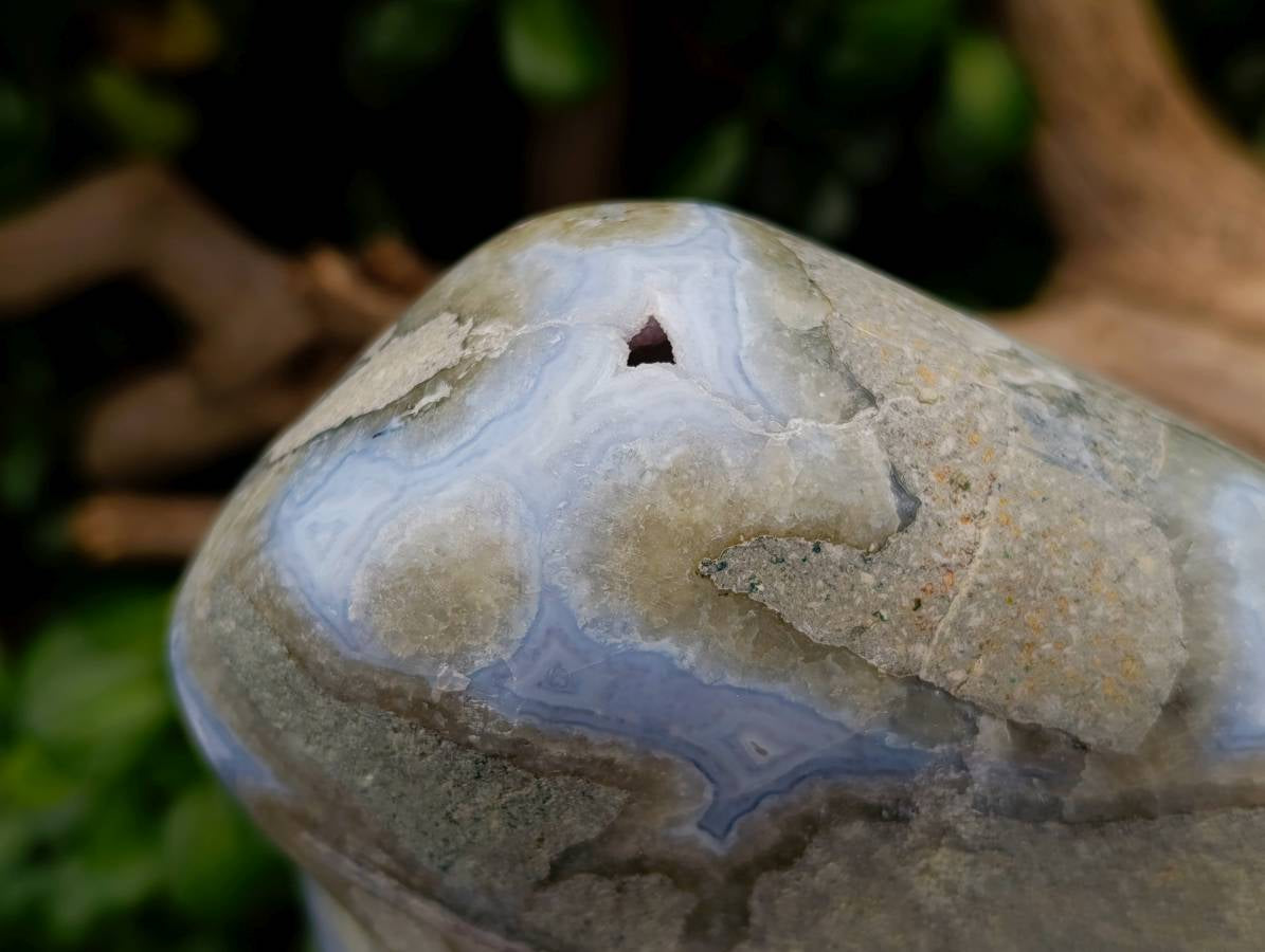 Polished Large Blue Lace Agate Standing Free Form x 1 From Nsanje, Malawi