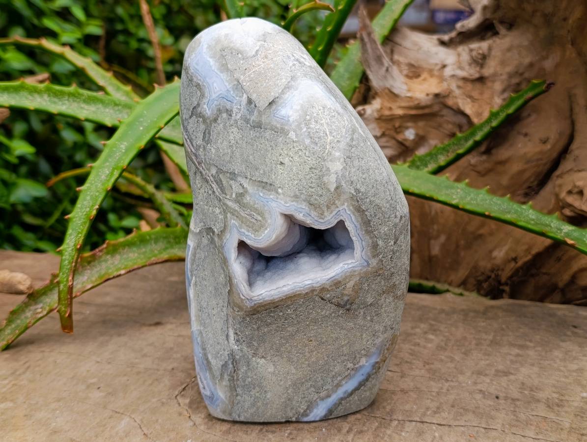 Polished Large Blue Lace Agate Standing Free Form x 1 From Nsanje, Malawi