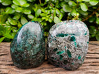 Polished Emerald Mica 'Mutokolite' Standing Free Forms x 3 From Mutoko, Zimbabwe