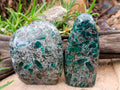 Polished Emerald Mica 'Mutokolite' Standing Free Forms x 3 From Mutoko, Zimbabwe