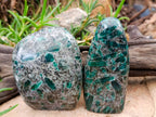 Polished Emerald Mica 'Mutokolite' Standing Free Forms x 3 From Mutoko, Zimbabwe