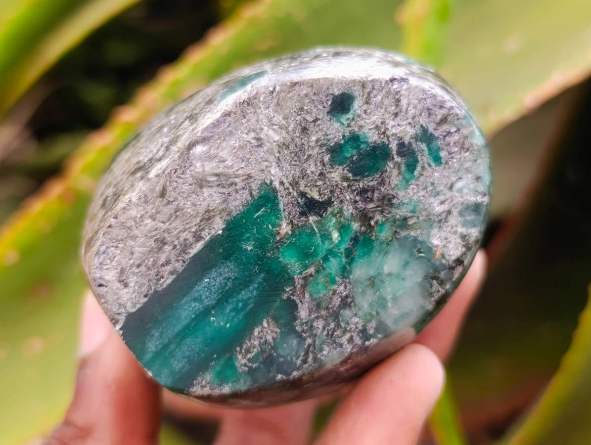 Polished Emerald Mica 'Mutokolite' Standing Free Forms x 3 From Mutoko, Zimbabwe