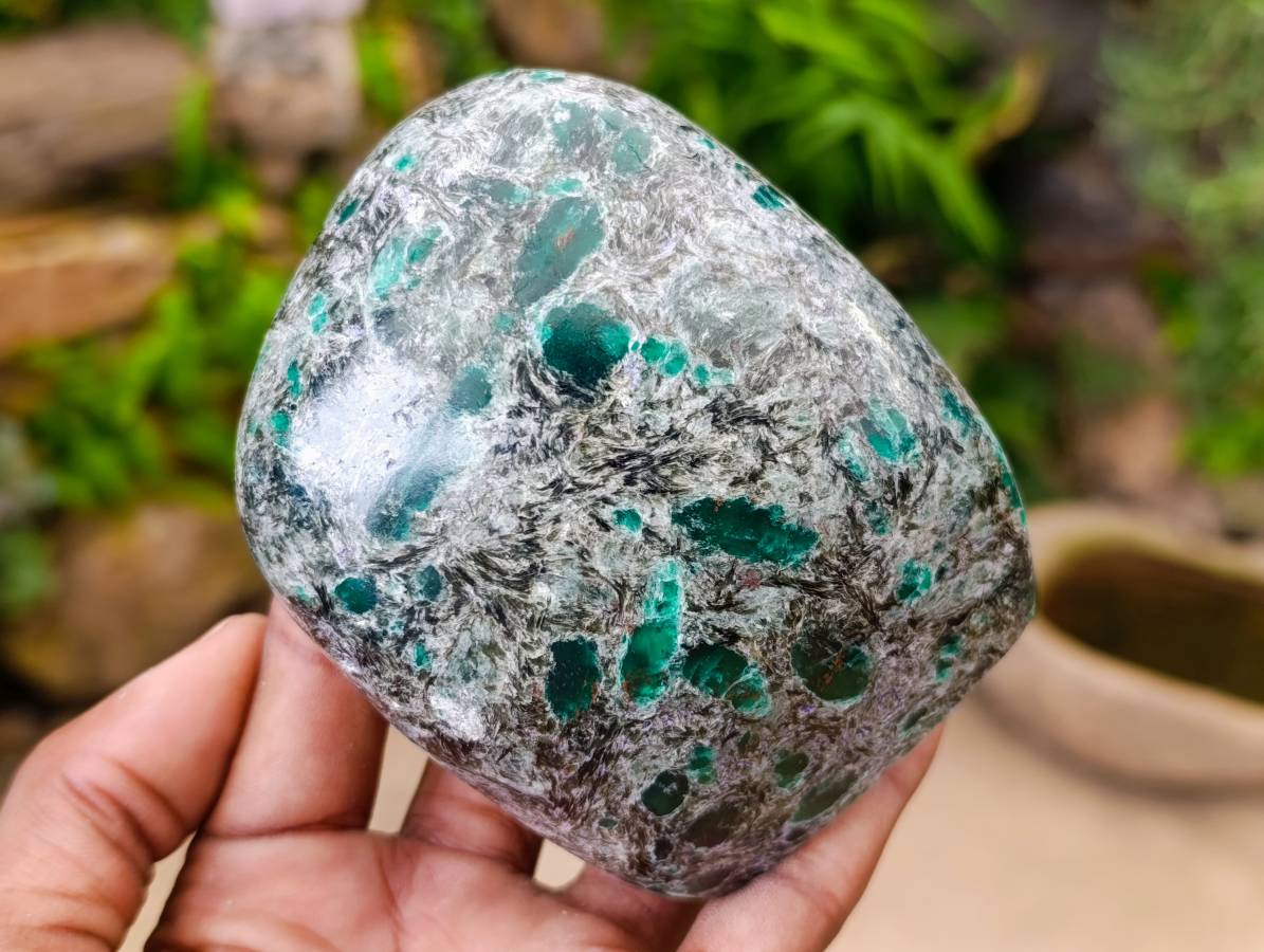 Polished Emerald Mica 'Mutokolite' Standing Free Forms x 3 From Mutoko, Zimbabwe