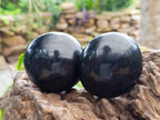 Polished Black Basalt Galets x 6 From Madagascar - Toprock Gemstones and Minerals 