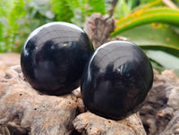 Polished Black Basalt Galets x 6 From Madagascar