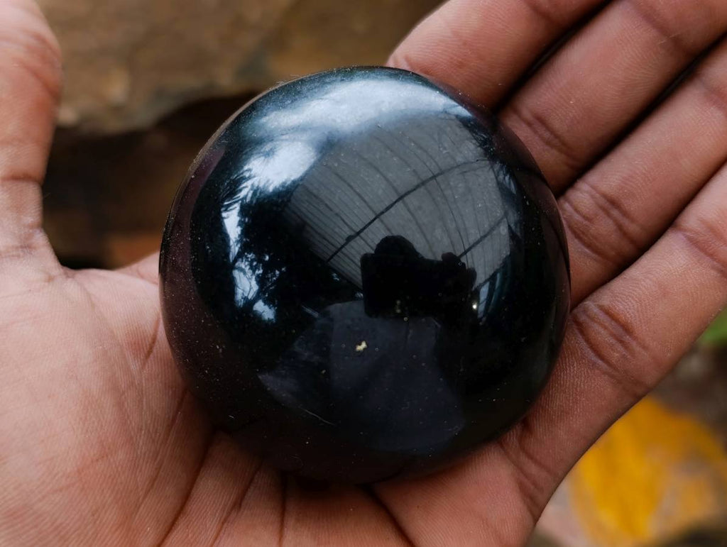 Polished Black Basalt Galets x 6 From Madagascar - Toprock Gemstones and Minerals 