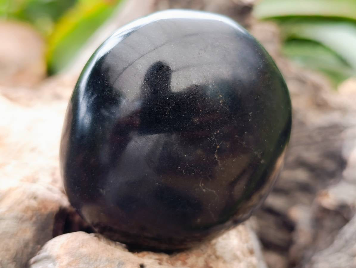 Polished Black Basalt Galets x 6 From Madagascar - Toprock Gemstones and Minerals 