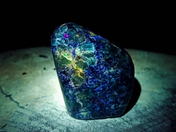 Polished Emerald Mica 'Mutokolite' Standing Free Forms x 3 From Mutoko, Zimbabwe