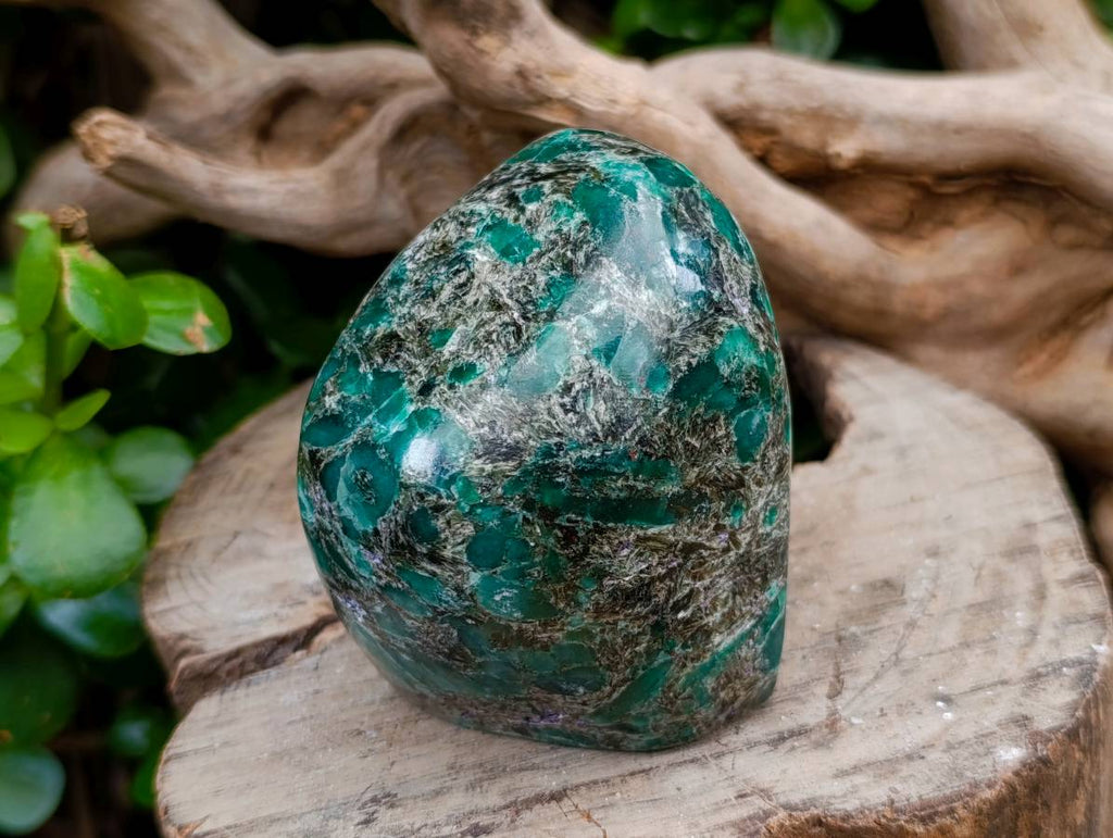 Polished Emerald Mica 'Mutokolite' Standing Free Forms x 3 From Mutoko, Zimbabwe