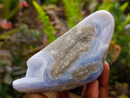 Polished Blue Lace Agate Free Forms x 3 From Nsanje, Malawi