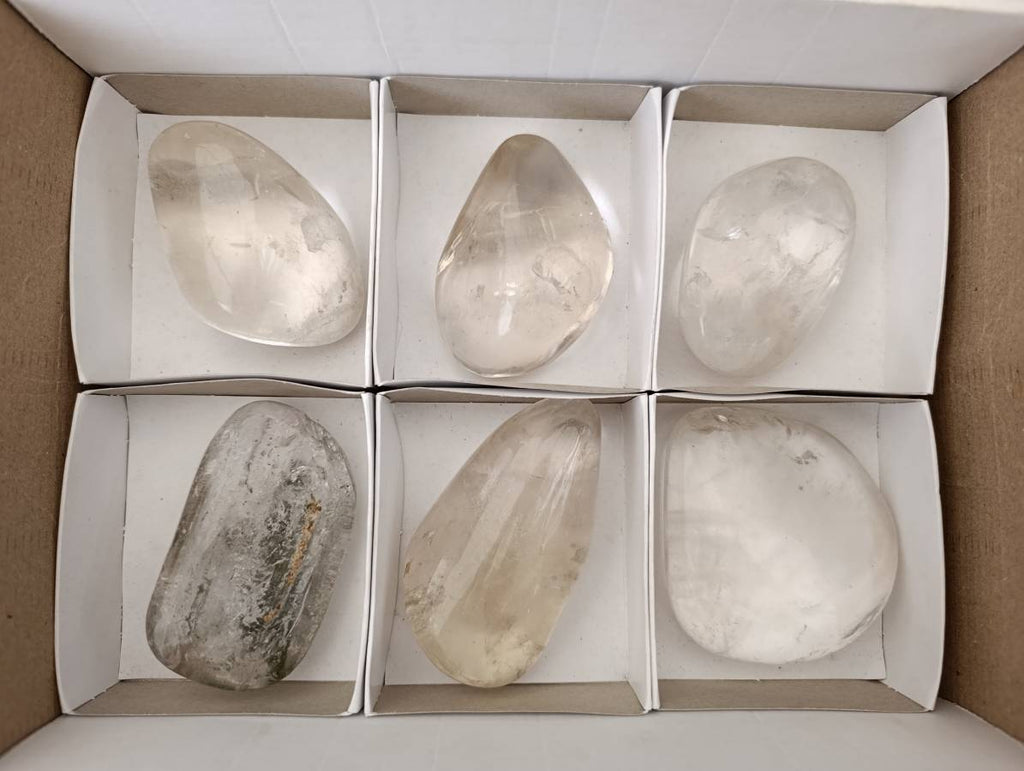 Polished Clear Quartz Galets With Inclusions x 6 From Madagascar