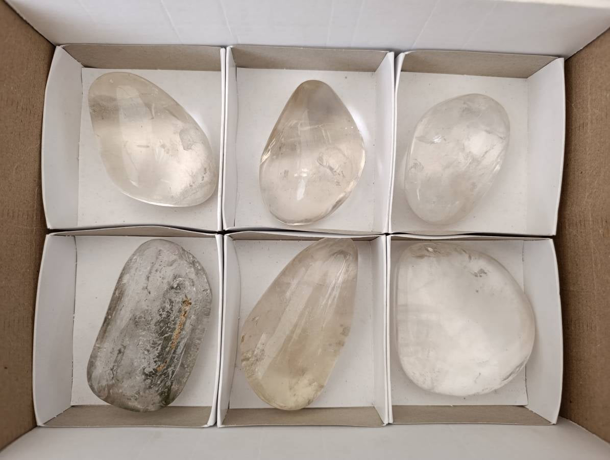 Polished Clear Quartz Galets With Inclusions x 6 From Madagascar