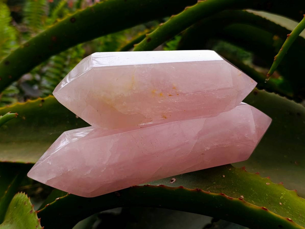 Polished Double Terminated Rose Quartz Crystals x 6 From Madagascar - Toprock Gemstones and Minerals 