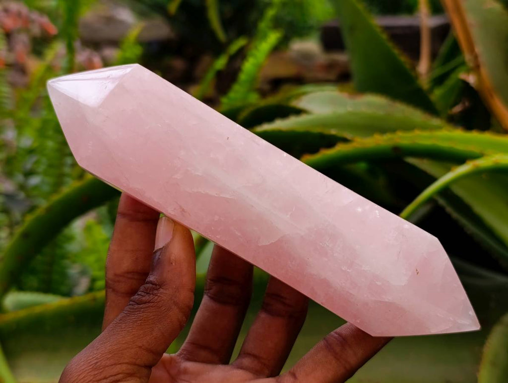 Polished Double Terminated Rose Quartz Crystals x 6 From Madagascar - Toprock Gemstones and Minerals 