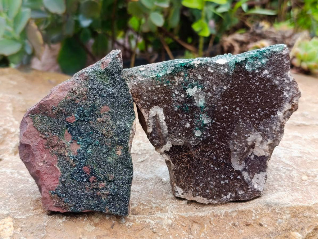 Natural Drusy Hemimorphite, Libethenite and Malachite On Dolomite Specimens x 4 From Shituru Mine, Congo