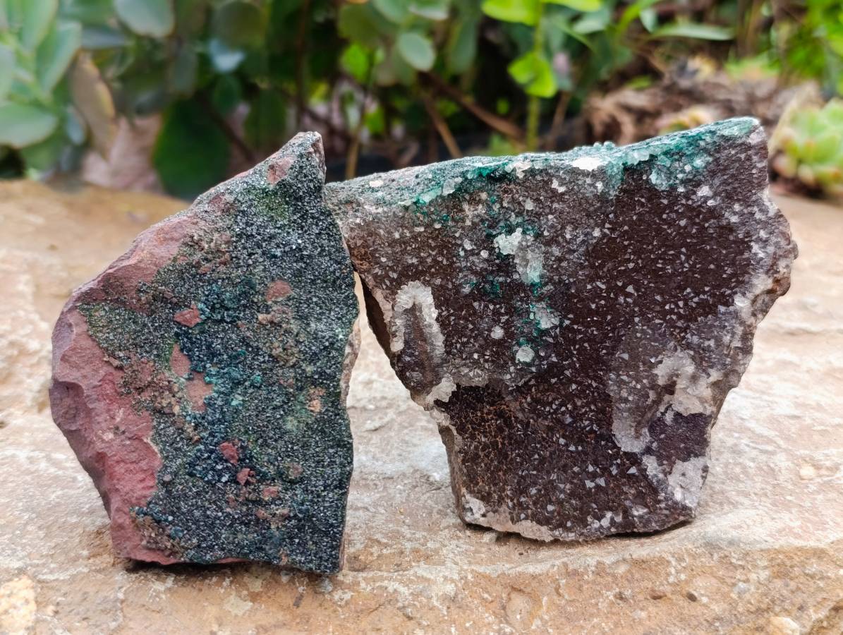 Natural Drusy Hemimorphite, Libethenite and Malachite On Dolomite Specimens x 4 From Shituru Mine, Congo