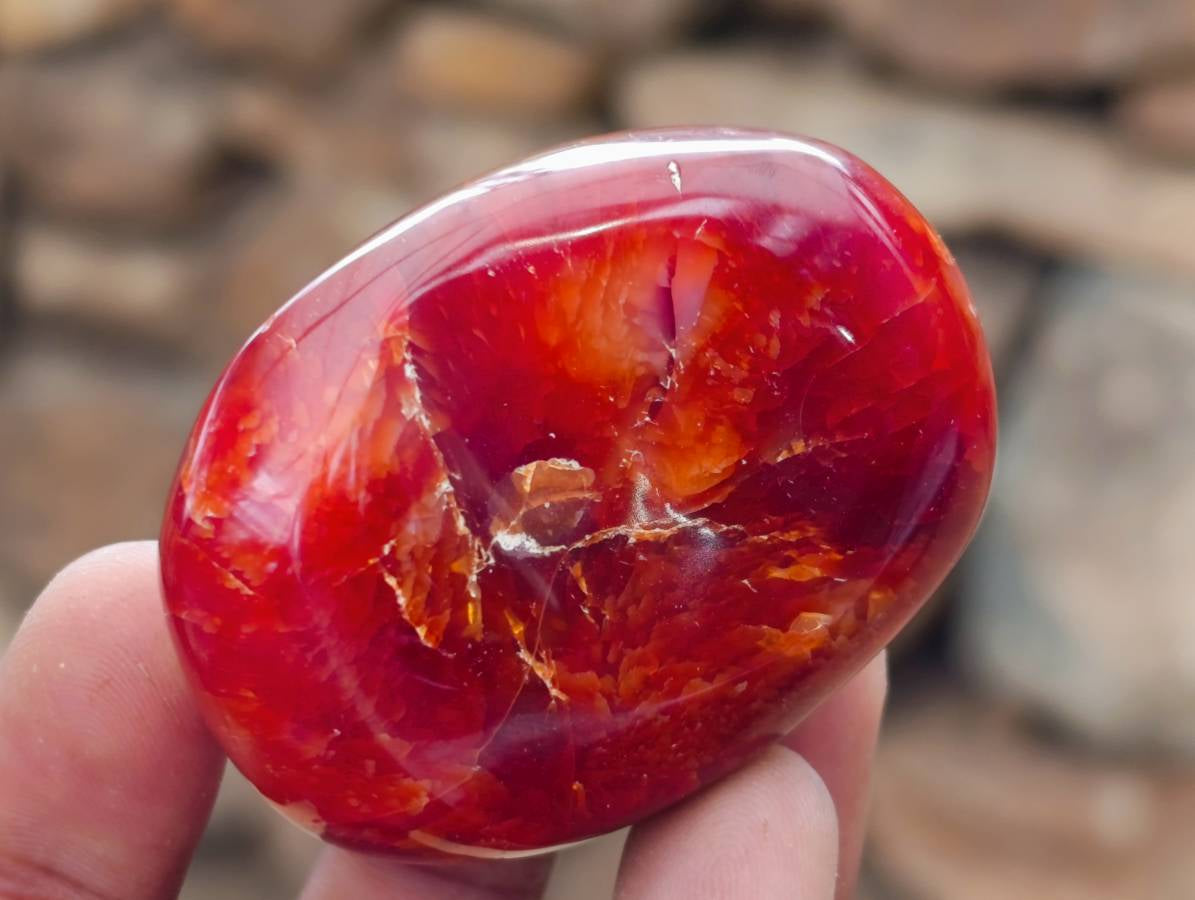 Polished Carnelian Agate Gemstone Galets x 20 From Madagascar