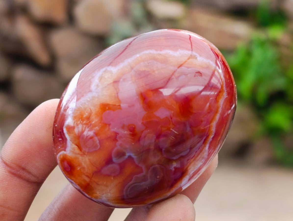 Polished Carnelian Agate Gemstone Galets x 20 From Madagascar
