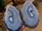 Polished Banded Agate Slices x 4 From Madagascar