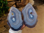 Polished Banded Agate Slices x 4 From Madagascar