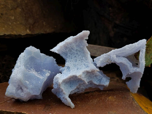 Natural Etched Blue Chalcedony Geodes x 12 From Nsanje, Malawi - Toprock Gemstones and Minerals 