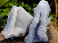 Natural Etched Blue Chalcedony Geodes x 12 From Nsanje, Malawi
