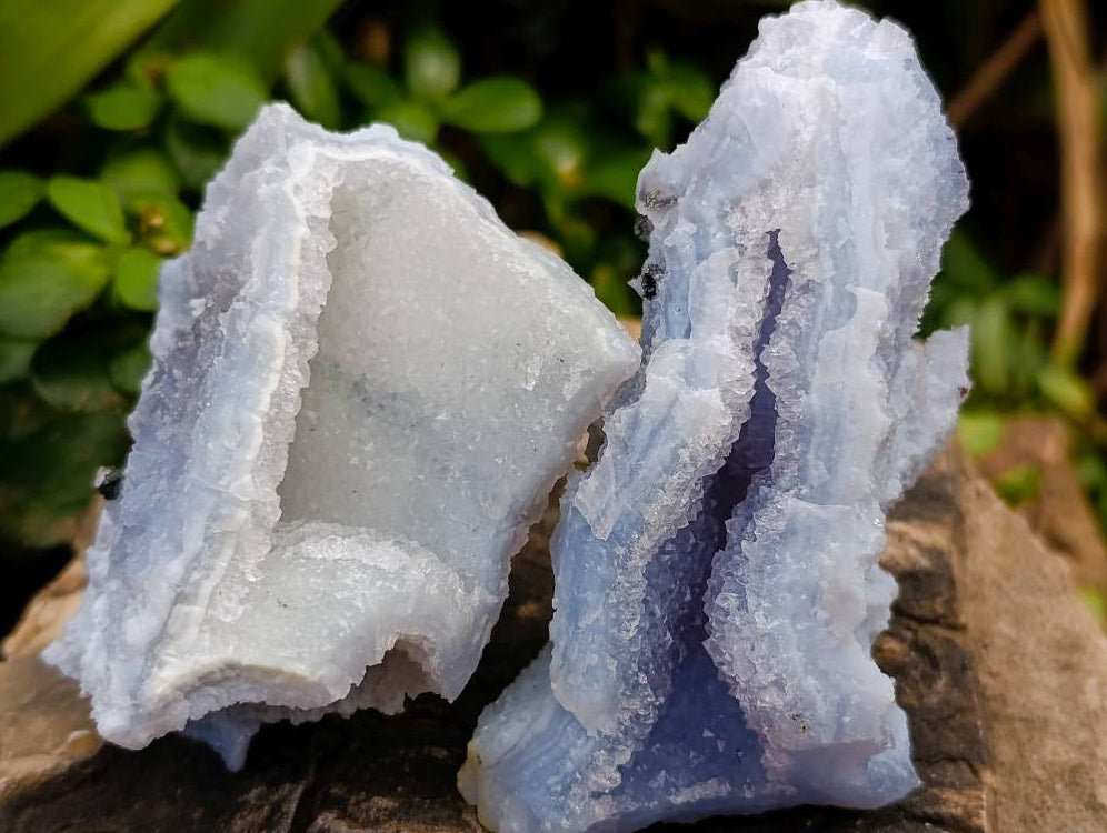 Natural Etched Blue Chalcedony Geodes x 12 From Nsanje, Malawi