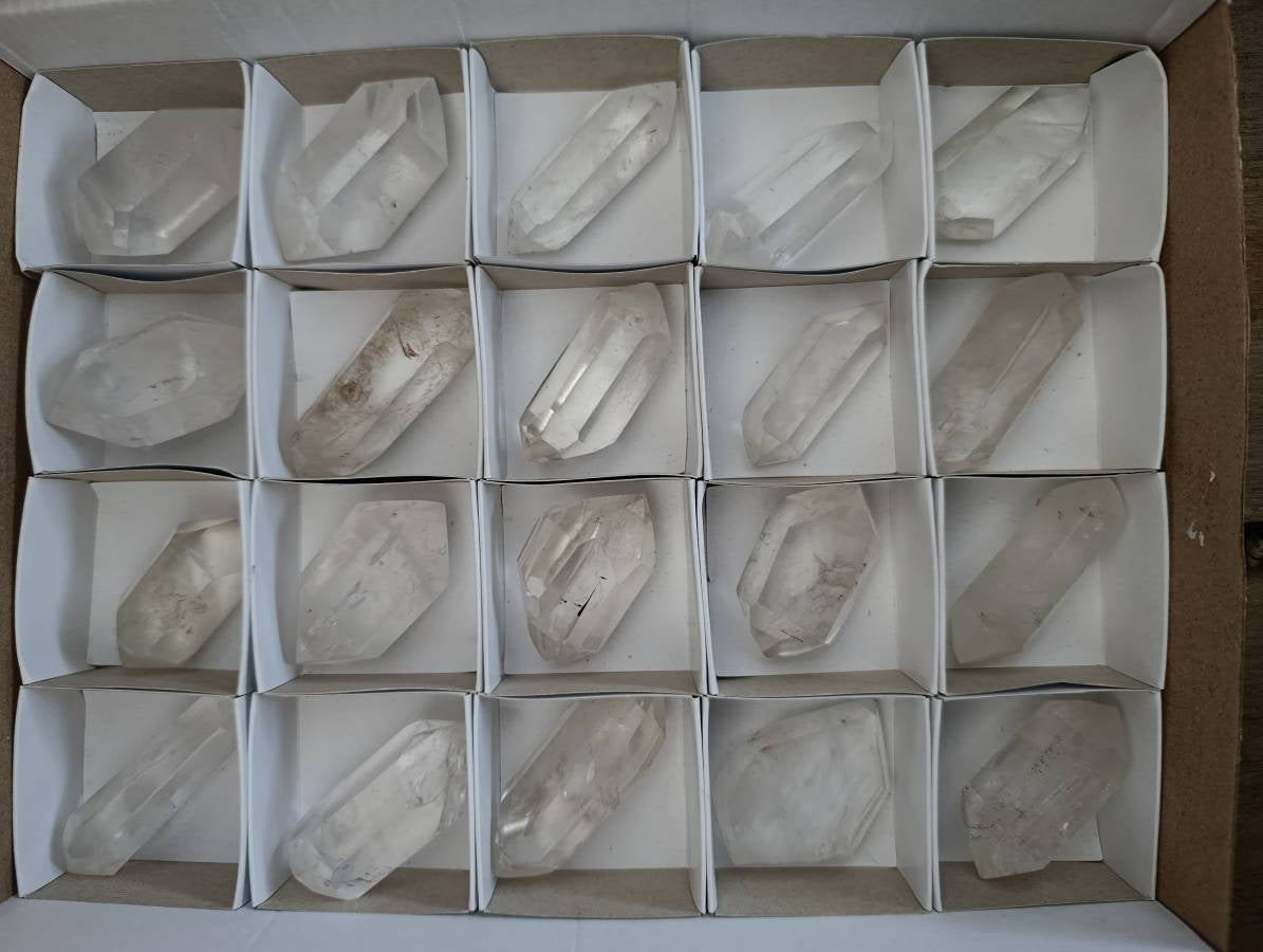 Polished Double Terminated Clear Quartz Crystals x 20 From Madagascar