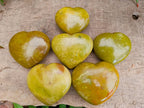 Polished Green Opal Hearts x 6 From Betroka, Madagascar