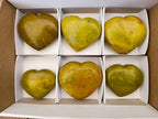 Polished Green Opal Hearts x 6 From Betroka, Madagascar