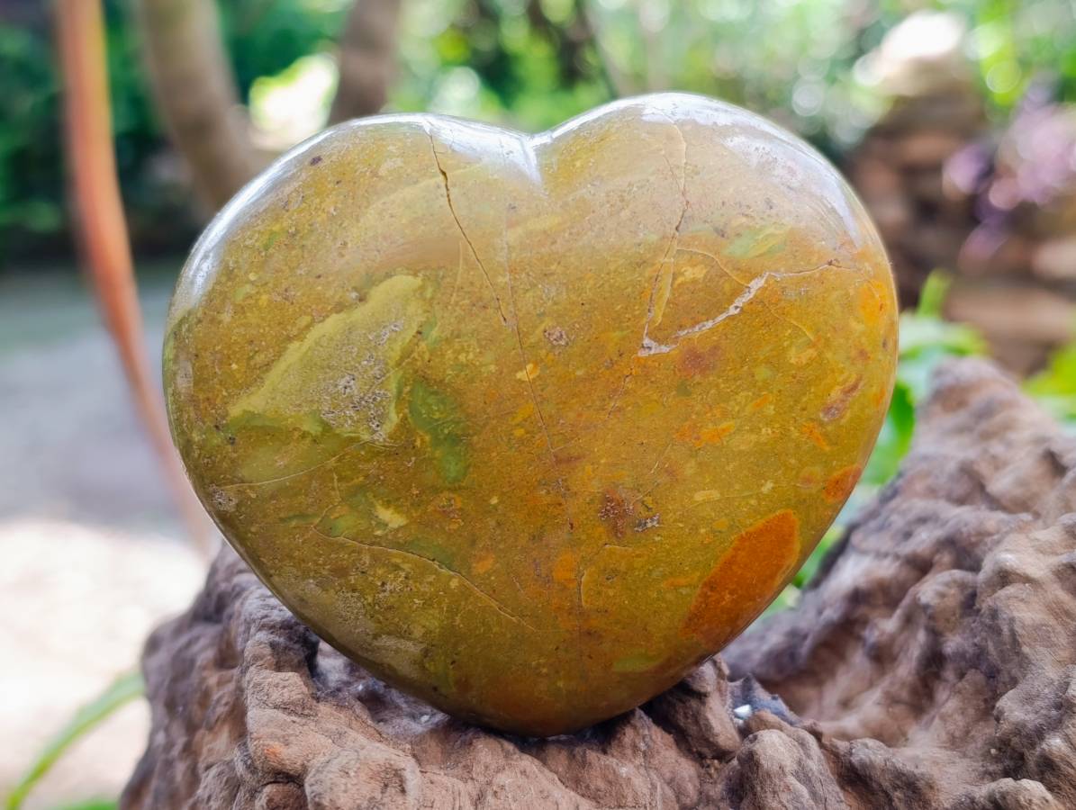 Polished Green Opal Hearts x 6 From Betroka, Madagascar