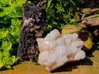 Natural White Quartz And Blacknite Quartz Clusters x 2 From Madagascar