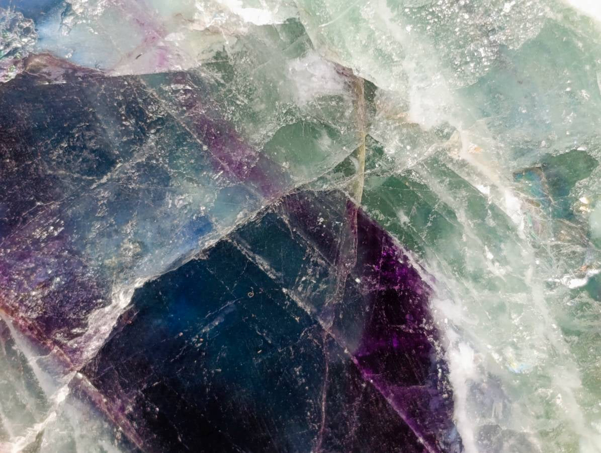 Polished On One Side Watermelon Fluorite Slices x 3 From Uis, Namibia