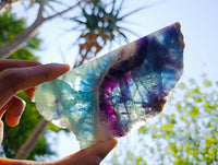 Polished On One Side Watermelon Fluorite Slices x 3 From Uis, Namibia