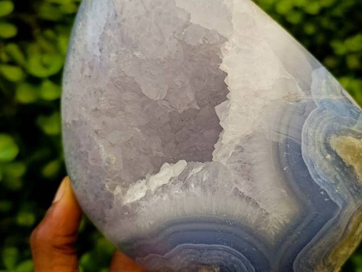 Polished XL Blue Lace Agate Standing Free Form x 1 From Nsanje, Malawi