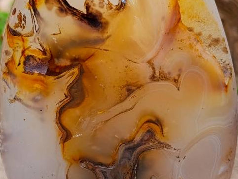 Polished Dendritic Agate Standing Free Forms x 2 From Moralambo, Madagascar