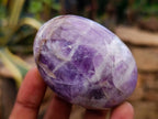 Polished Large Chevron Amethyst Palm Stones x 12 From Madagascar