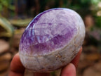 Polished Large Chevron Amethyst Palm Stones x 12 From Madagascar