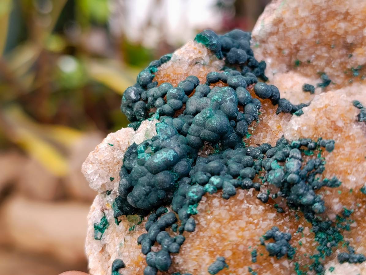 Natural Silky Ball Malachite And Drusy Quartz On Dolomite Matrix Specimen x 1 From Mindingi Mine, Kambove, Congo