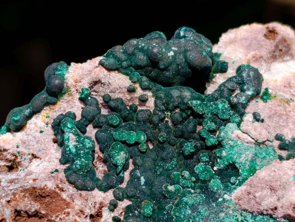 Natural Silky Ball Malachite And Drusy Quartz On Dolomite Matrix Specimen x 1 From Mindingi Mine, Kambove, Congo