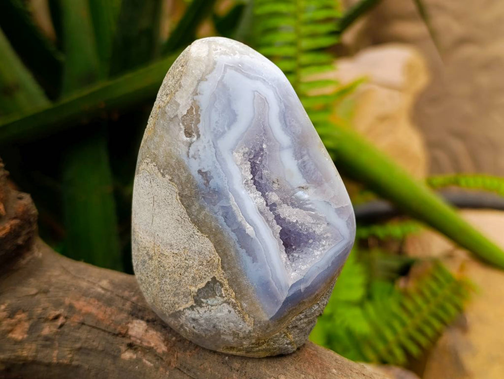 Polished Blue Lace Agate Standing Free Forms x 2 From Nsanje, Malawi
