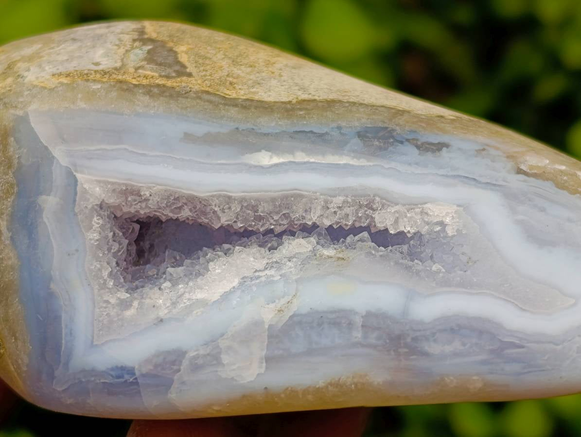 Polished Blue Lace Agate Standing Free Forms x 2 From Nsanje, Malawi