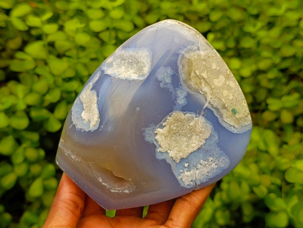 Polished Blue Lace Agate Standing Free Forms x 2 From Nsanje, Malawi