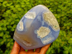Polished Blue Lace Agate Standing Free Forms x 2 From Nsanje, Malawi